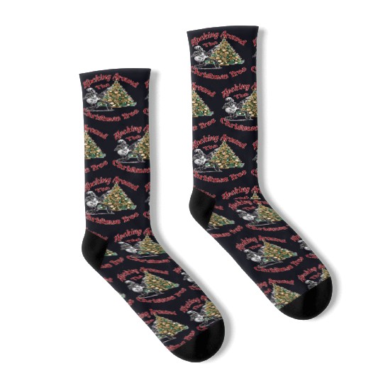 Rocking Around the Christmas Tree Skeleton Socks,