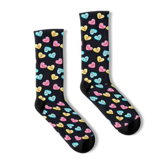 Sweet Candy Hearts Valentines Day Socks