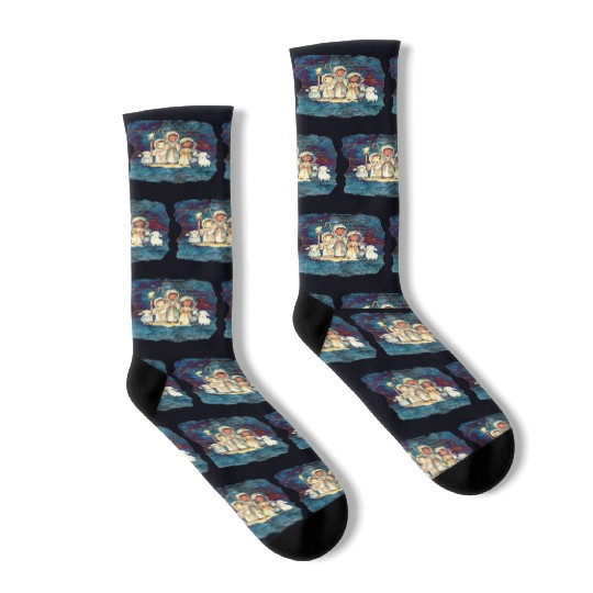 Christmas Nativity Scene Shepherds and Sheep Socks