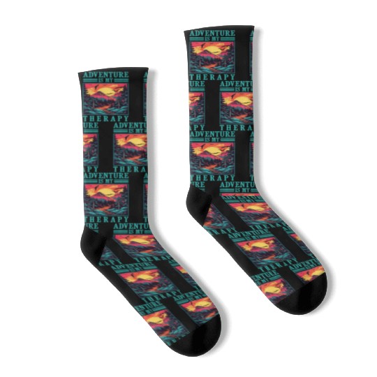 Adventure is my Therapy Mountain Camping Socks