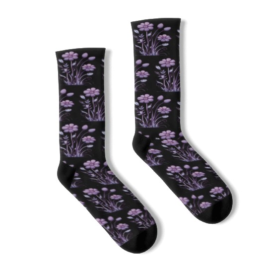 Lavender Majesty: A Tapestry of Orchids and Lilacs Socks