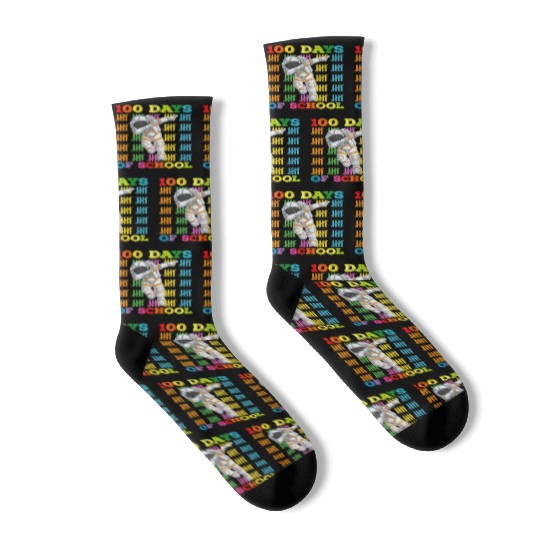 100 Days Of School Astronaut Teacher Socks