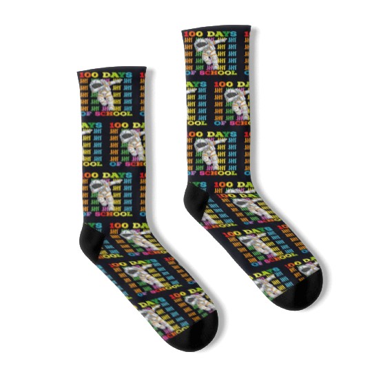 100 Days Of School Astronaut Teacher Socks