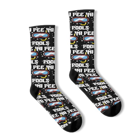 I Pee In Pools Funny Swimming Goggles White Text Socks