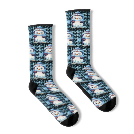 Let it Snow Winter Penguin Socks