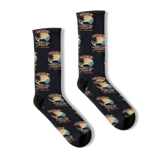 Bison make my Happy Environment Animal Socks