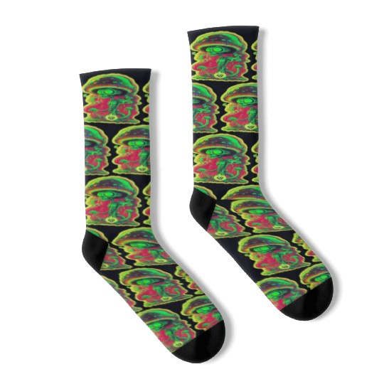 Psychedelic mushroom alien Socks