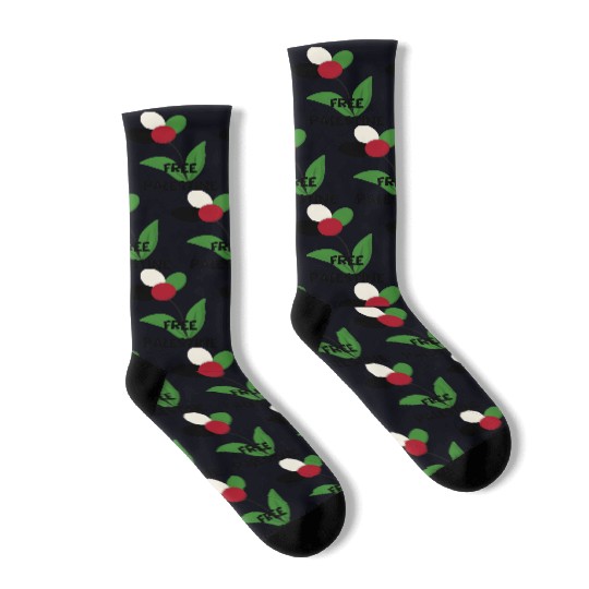 Free Palestine,Flag-colored rose ,watermelon color Socks