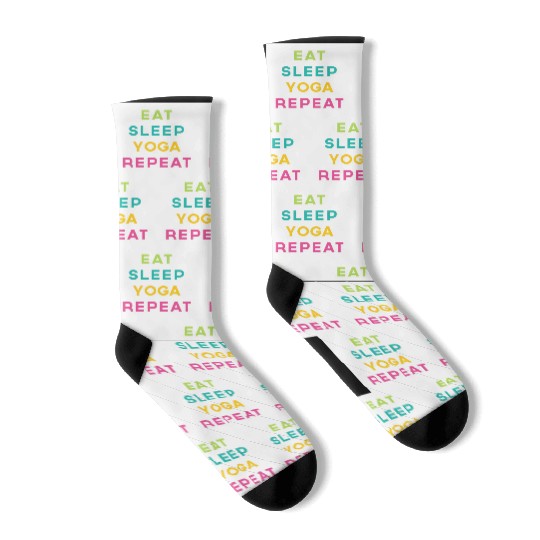 Eat Sleep Yoga Repeat Meditation Exercise Quote Socks
