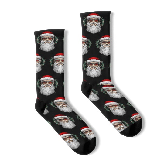 hipster santa claus stay weird Socks