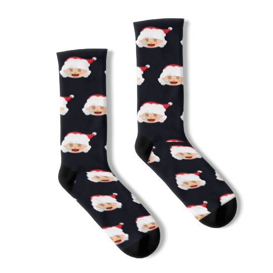 Mrs Claus Emoticons Cry Laughing Loud Christmasmrs Socks