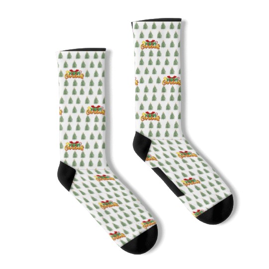 Green Christmas Tree Pattern Socks