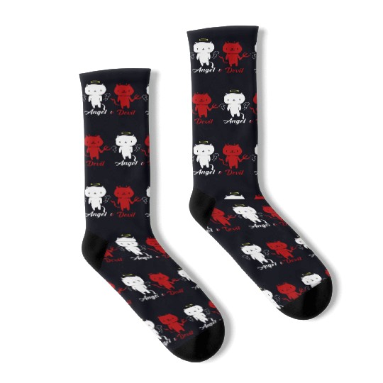 Angel And Devil Cat Socks