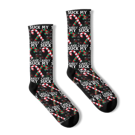 Suck my candy cane ugly Christmas Sweater Socks