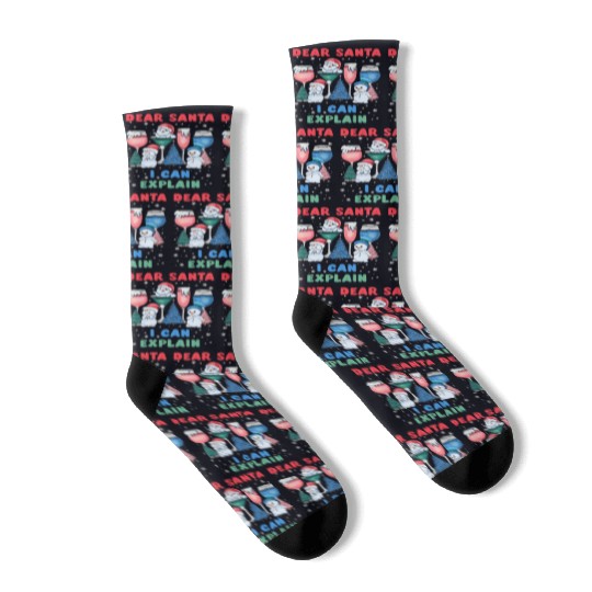 Schneemann Dear Santa I can Explain Funny Socks