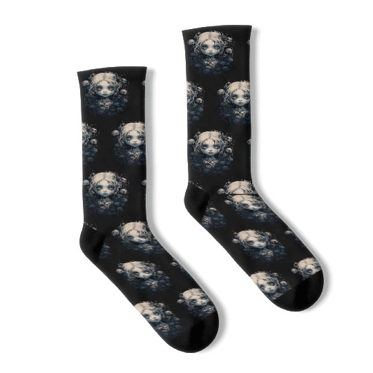 Gothic Girl Halloween Fantasy Dark Socks
