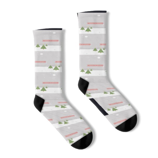 Peace On Earth Christmas Trees Falling Snow Winter Socks