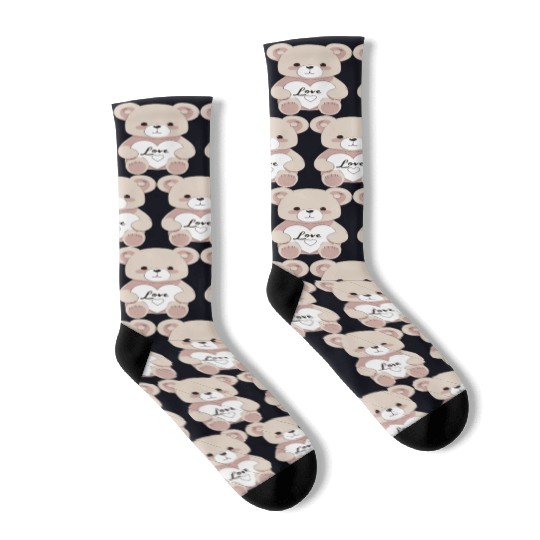 Valentine Teddy Bear Socks