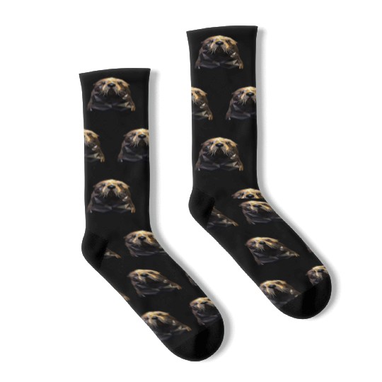 Geometric Style Sea Otter Socks