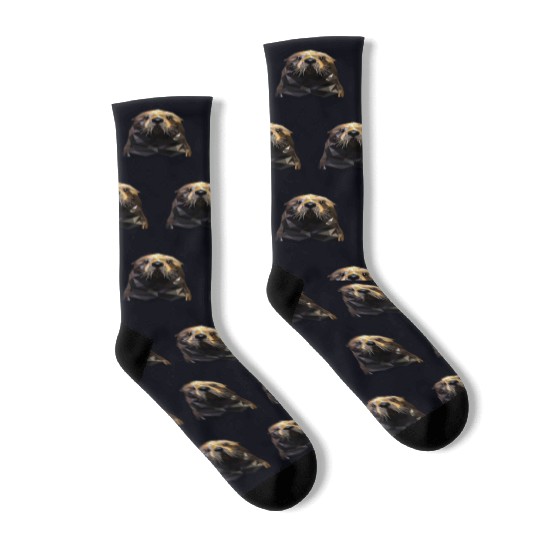 Geometric Style Sea Otter Socks