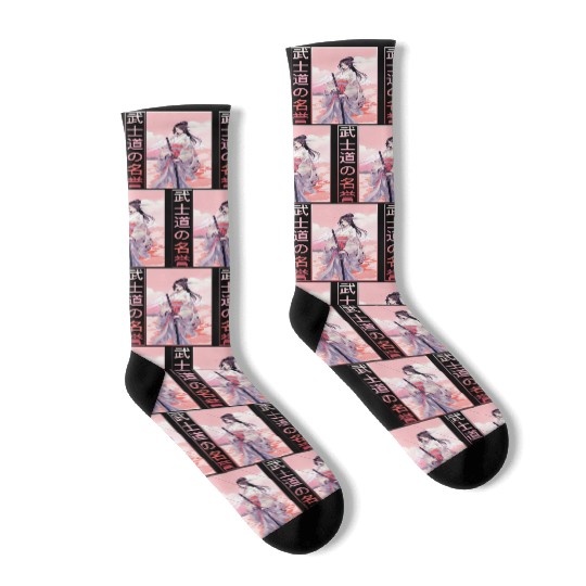 Bushido Code Anime Samurai Girl Japanese Warrior K Socks