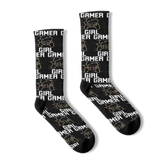 Gamer Girl Christmas Gambling Women Santa Socks
