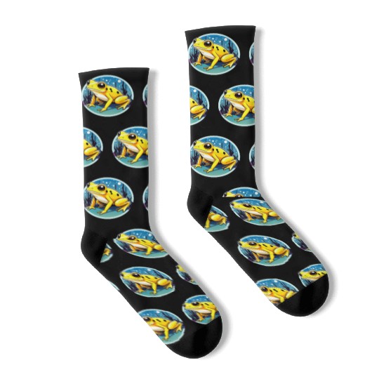 Golden Poison Frog Illustration Socks