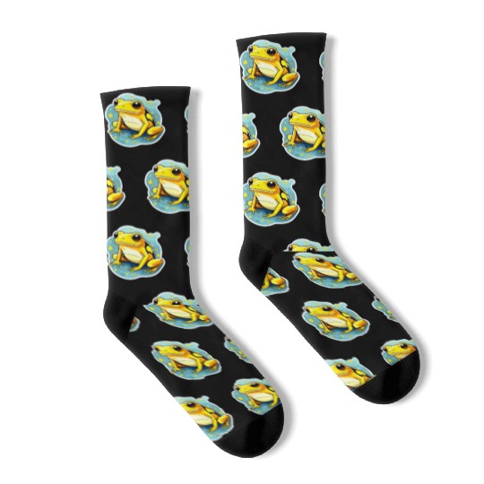 Golden Poison Frog Illustration Socks