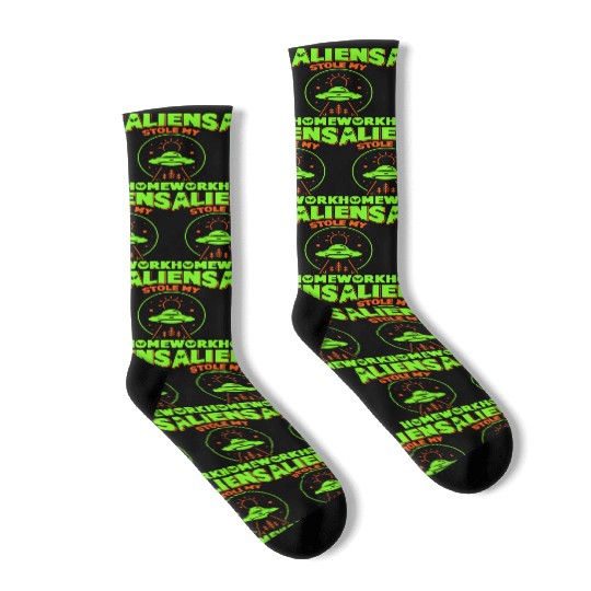 Alien, Aliens, UFO, UAP, Space Unknown Flight Socks