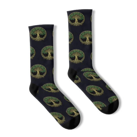 St Patricks Day Celtic Knot Tree Irish Gaelic Socks
