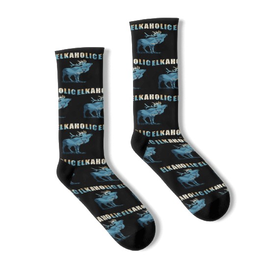 Elk Hunting Elkaholic Hunters Socks
