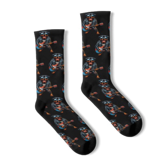 Rottweiler dog guitar design Socks