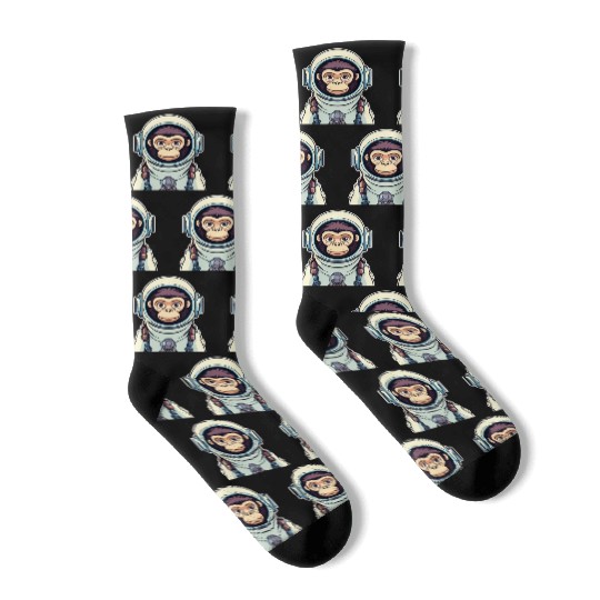 Monkey Ape Astronaut Illustration Socks