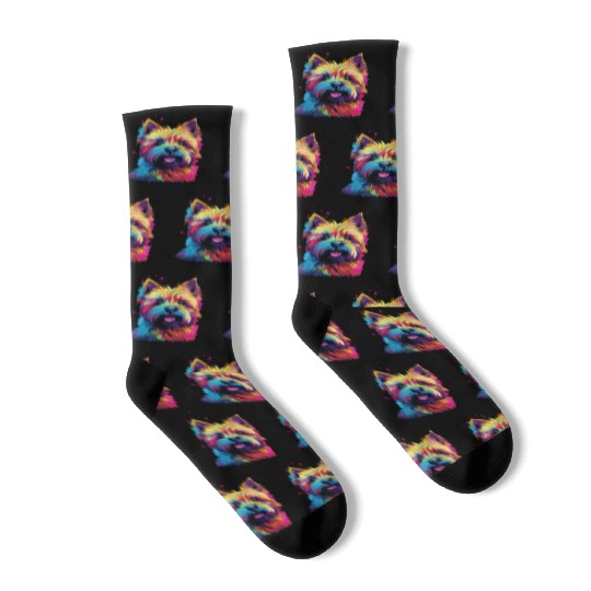 Watercolor Colorful Cairn Terrier Socks