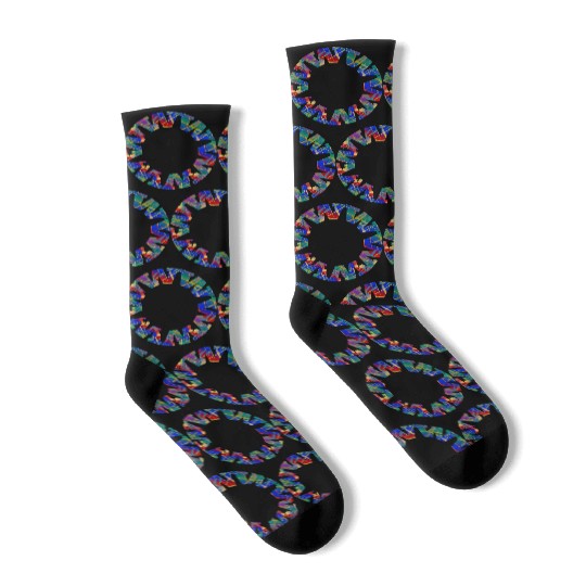 English-W alphabet black font letters Socks