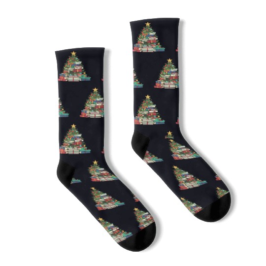 Bookworm Christmas Tree books Socks