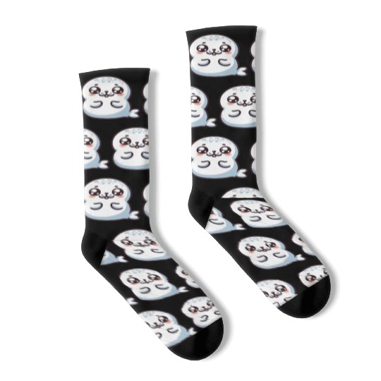 Playful Seal Cartoon Socks