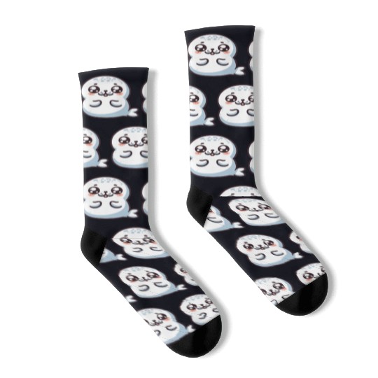 Playful Seal Cartoon Socks