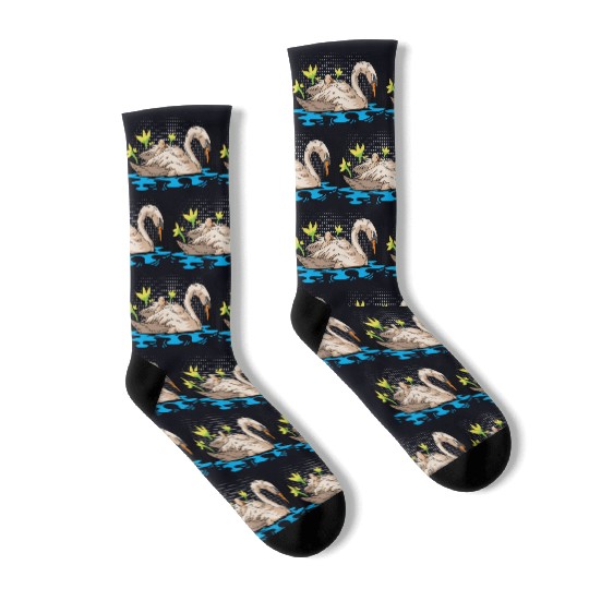 Mother Child Swan Zookeeper Gift Socks