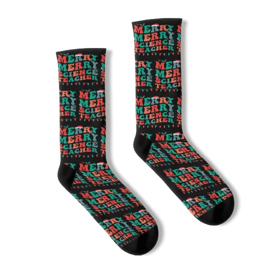 Merry Science Teacher Science Teaching Py Socks