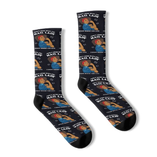 African American Postal Worker Mail Lady Funny Socks