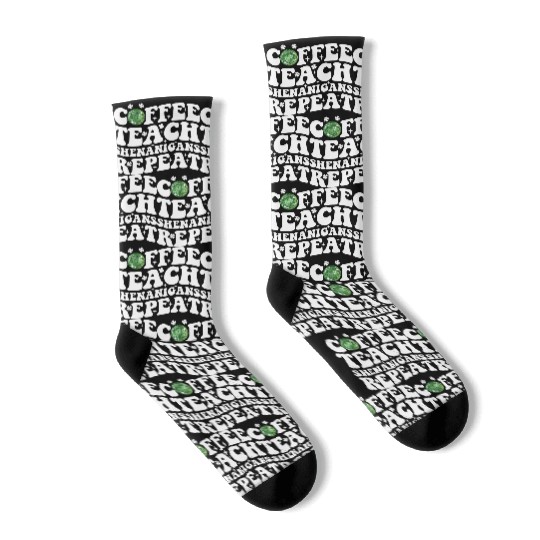 Coffee Teach Shenanigans Repeat Disco Ball Teacher Socks