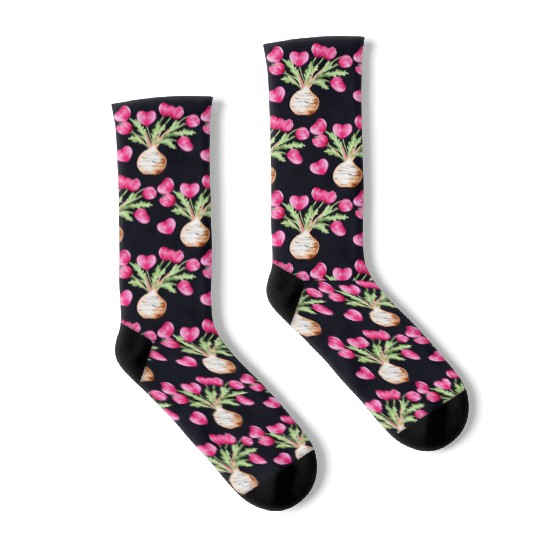 Turnip Love Bouquet Heart Flowers Valentine's Day Socks