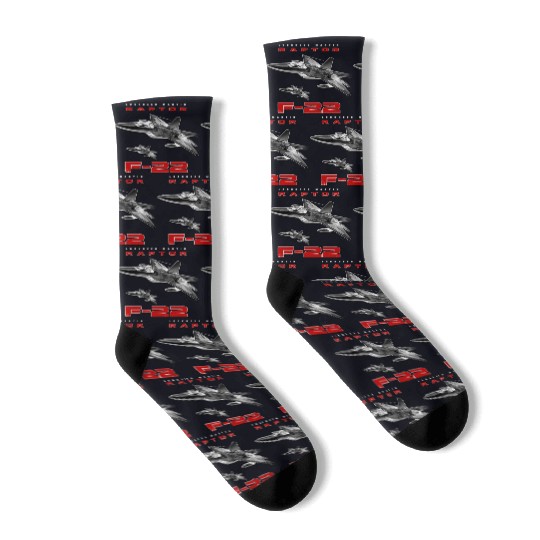 F-22 Raptor Fighterjet Us Air Force Warbird Socks