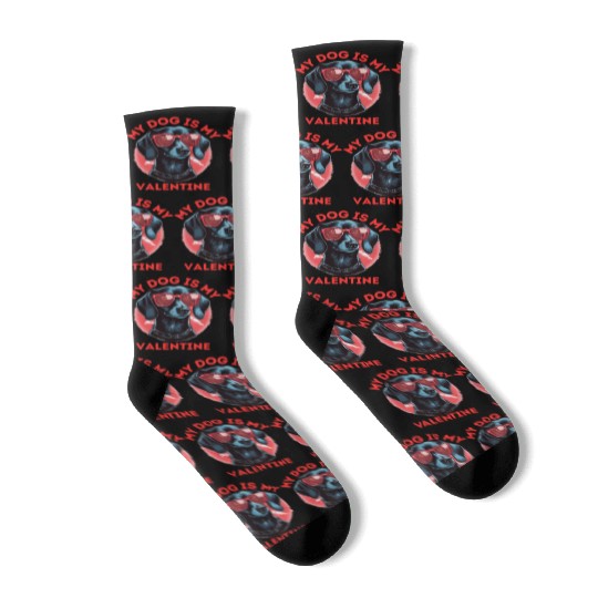 My Dog is my Valentine's Day 2024 Dachshund Dogs Socks