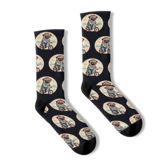 Pug Riding Bike Socks