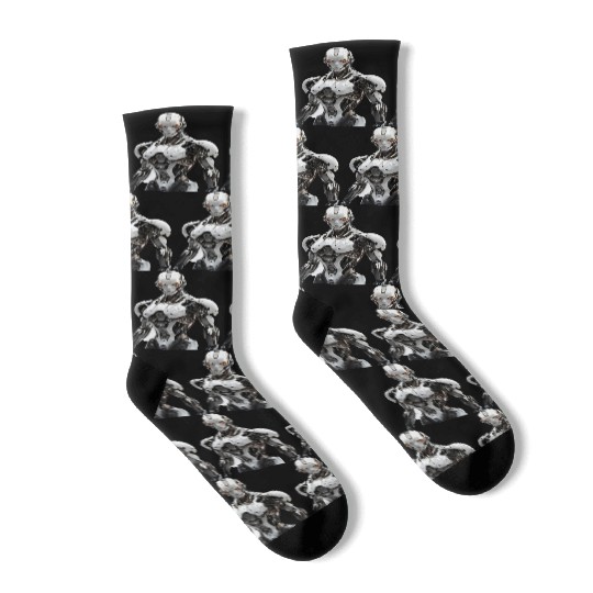 Intricate Futuristic Robot Printables Socks