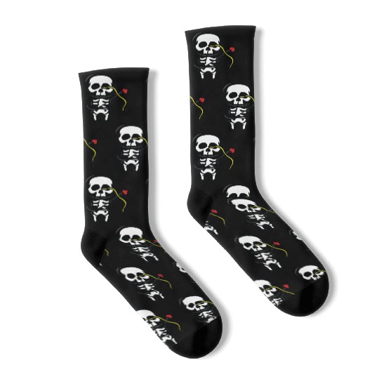 Funny skull cupid halloween costume Socks