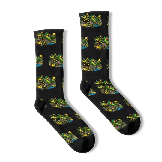 Jamaica Caribbean flag design Socks