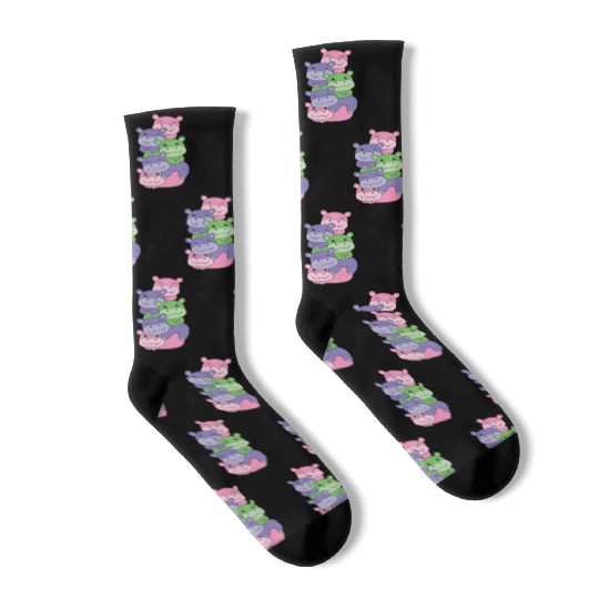 Trigender Flag Pride Lgbtq Cute Hippo Socks